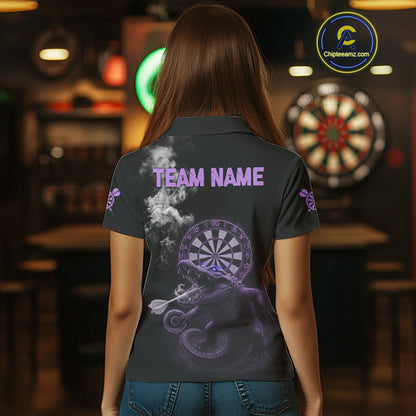 Black And Purple Crocodile Grey Smoke Custom Dart Men Polo Shirt Funny Dart Jerseys NYN1789