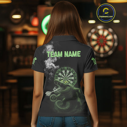 Black And Green Crocodile Grey Smoke Custom Dart Men Polo Shirt Funny Dart Jerseys NYN1790