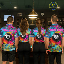 Load image into Gallery viewer, Colorful Splatter 8 Ball Pool Billiard Shirts For Women Custom Name Billiard Team Jerseys NYN2294