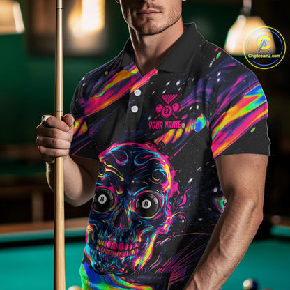 Holographic Skull 8 Ball Billiard Shirts For Men Custom Colorful Billiard Team Jerseys NYN2295