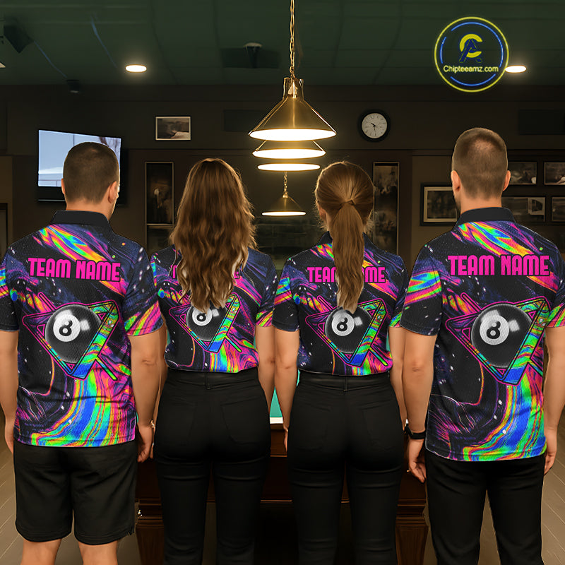 Holographic Skull 8 Ball Billiard Shirts For Men Custom Colorful Billiard Team Jerseys NYN2295