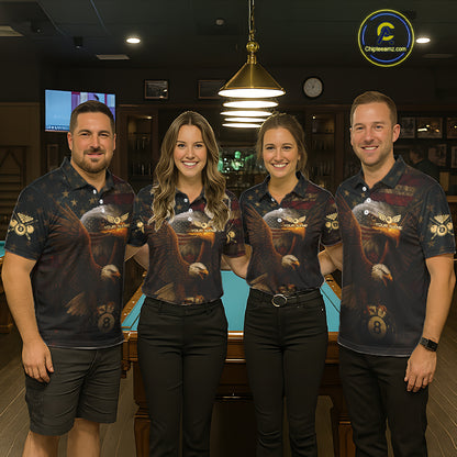 US Flag Eagle Retro Patriotic Billiard Shirts For Men Custom Pool 8 Ball Billiard Jerseys NYN2298