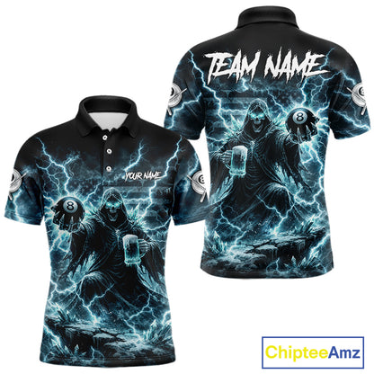 Lightning Turquoise Grim Reaper Beer 8 Ball Pool Men Billiard Shirt Personalized Billiard Team Names NYN2735