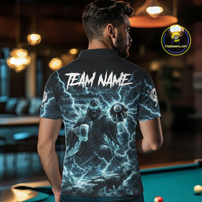 Lightning Turquoise Grim Reaper Beer 8 Ball Pool Men Billiard Shirt Personalized Billiard Team Names NYN2735