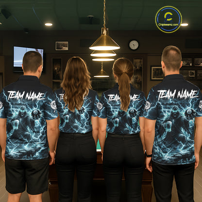Lightning Turquoise Grim Reaper Beer 8 Ball Pool Men Billiard Shirt Personalized Billiard Team Names NYN2735
