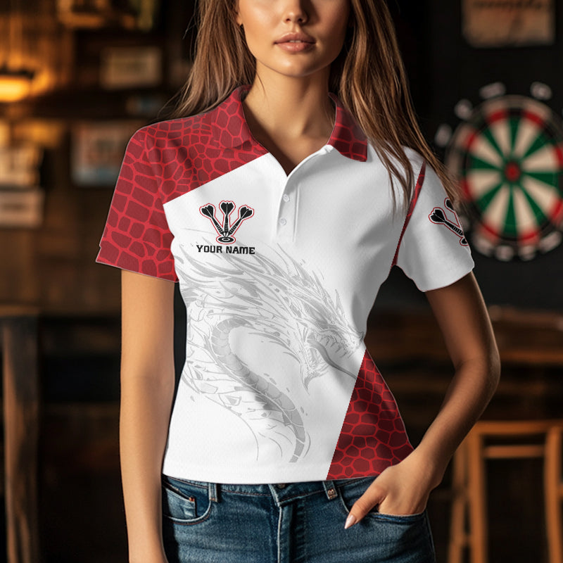 Personalized White-Red Dragon Dartboard Dart Shirts For Women Outfits Dart Team Jerseys NYN0033