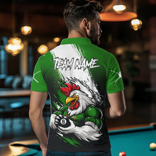 Load image into Gallery viewer, Personalized Funny Rooster 8 Ball Billiard Pool Shirt Custom Green Grunge Billiard Attire For Men NYN2952