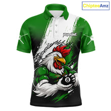Load image into Gallery viewer, Personalized Funny Rooster 8 Ball Billiard Pool Shirt Custom Green Grunge Billiard Attire For Men NYN2952