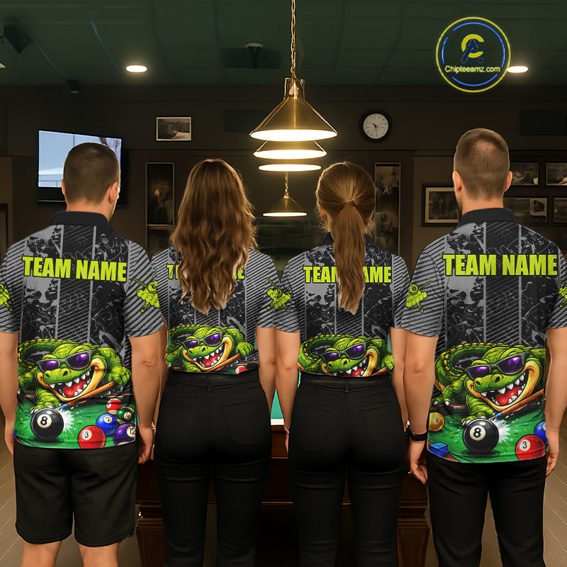 Personalized Funny Crocodile Plays Billiard Pool Shirt Custom 8 Ball Billiard Team Attire For Men NYN2953