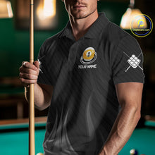 Load image into Gallery viewer, Male Pool Player Wearing Personalized 9 Ball Billiard Shirt, Custom Pool Team Uniform, Competitive Billiards Apparel