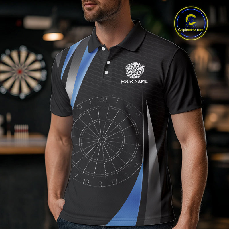 Custom Blue Grim Reaper Dartboard Dart Men Polo Shirt Skull Dart Team Jerseys NYN1530