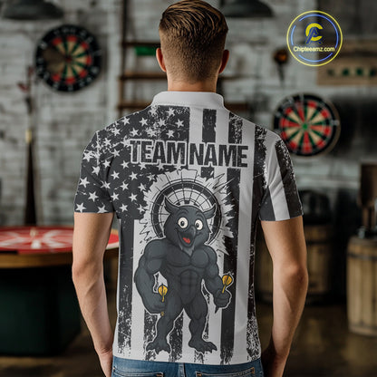 Custom Grunge Grey Owls Dartboard Funny Dart Team Patriotic Men Polo Shirt NYN1536