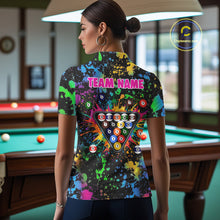 Load image into Gallery viewer, Funny 8 Ball Pool Colorful Paint Splash Custom Name Billiard Shirt For Women Billiard Team Jersey NYN2302