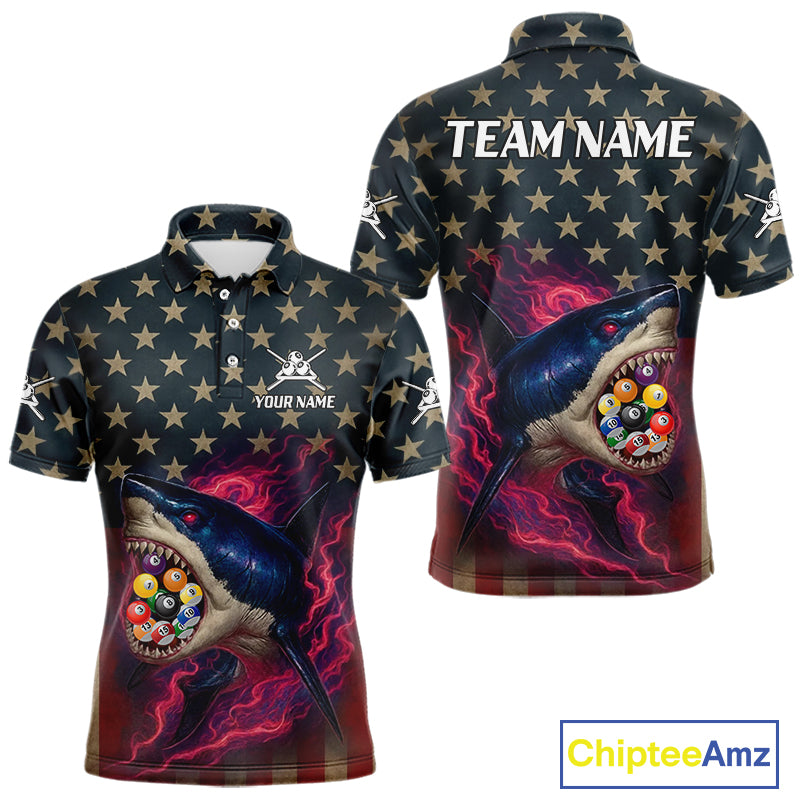 Funny Shark Colorful Billiard Balls Shirts For Men Custom Ball 8 Billiard League Jerseys NYN2305