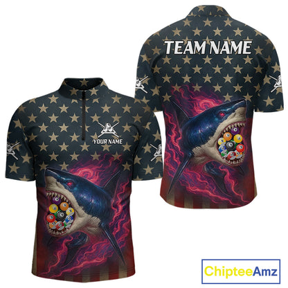 Funny Shark Colorful Billiard Balls Shirts For Men Custom Ball 8 Billiard League Jerseys NYN2305