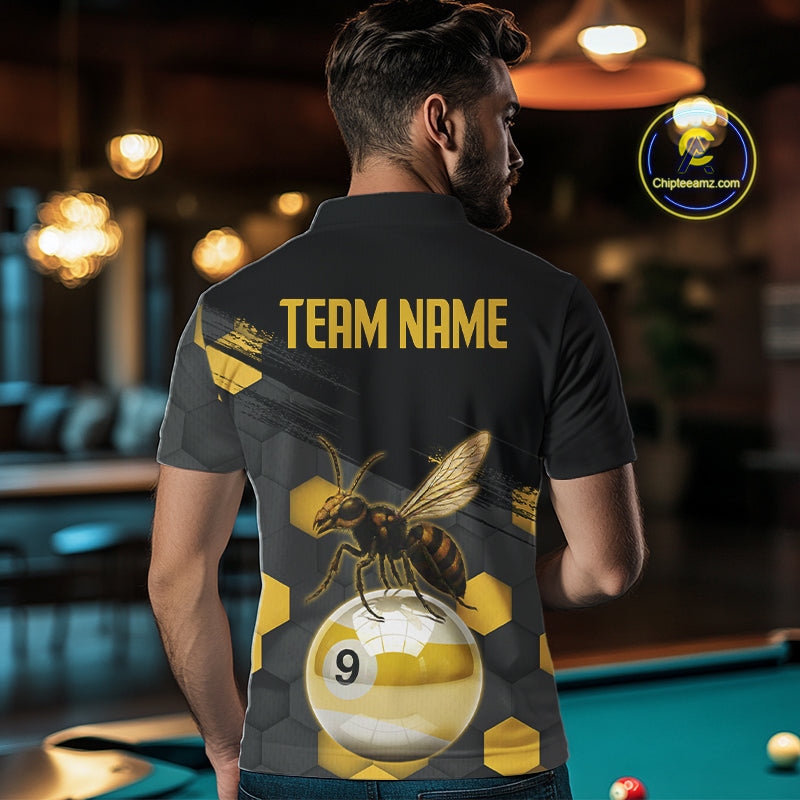 Bee & Ball 9 Pool Billiard Team Shirts For Men Custom Funny Billiard League Jerseys NYN2306