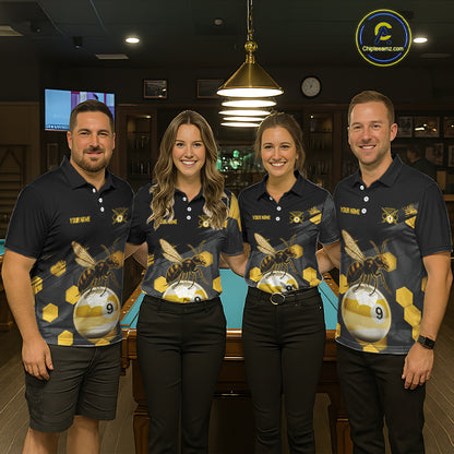Bee & Ball 9 Pool Billiard Team Shirts For Men Custom Funny Billiard League Jerseys NYN2306