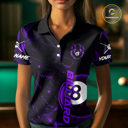 Purple Geometric Wolf 8 Ball Pool Claws Women Billiard Shirt Personalized Pool Balls Billiard Attire NYN2739
