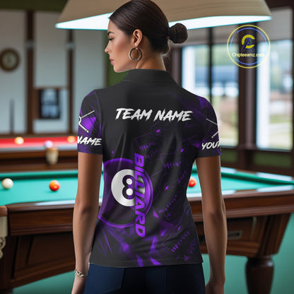 Purple Geometric Wolf 8 Ball Pool Claws Women Billiard Shirt Personalized Pool Balls Billiard Attire NYN2739