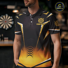 Load image into Gallery viewer, Personalized Yellow Dartboard Crown Darts Polo &amp; 1/4-Zip Shirt For Men Dart Team Dart Jerseys NYN2956