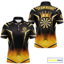 Load image into Gallery viewer, Personalized Yellow Dartboard Crown Darts Polo &amp; 1/4-Zip Shirt For Men Dart Team Dart Jerseys NYN2956
