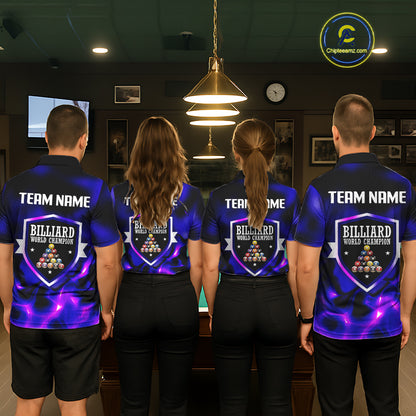 Personalized Blue Holographic Billiard Ball Shirt For Women Pool 8 Ball Billiard Team Jersey NYN2312