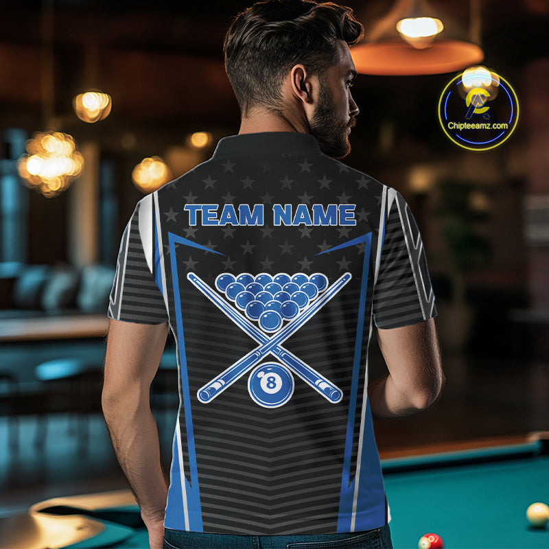 Colorful Paint Ball 8 Billiard Jerseys For Men Custom Blue Billiard Balls Pool Jersey NYN2317