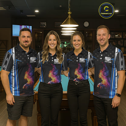 Colorful Paint Ball 8 Billiard Jerseys For Women Custom Blue Billiard Balls Pool Jersey NYN2317