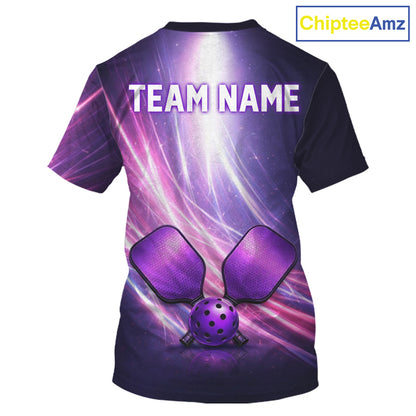 Custom Lightning Purple And Pink Pickleball T-Shirt For Men Pickleball Ball & Paddle Jersey NYN2578