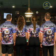 Load image into Gallery viewer, US Flag Grunge Eagle Pool 8 Ball &amp; Cue Billiard Shirt For Women Custom Patriotic Billiard Attire NYN2588