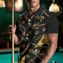 Load image into Gallery viewer, Black &amp; Gold Yin And Yang 8 Ball &amp; 9 Ball Pool Billiard Jerseys For Men Custom Billiard Team Shirt NYN2753