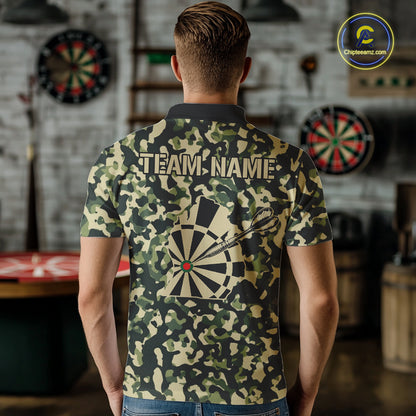 Custom Camouflage Pattern Dartboard Darts Polo Shirts For Men Outfits Darts Jerseys NYN2754