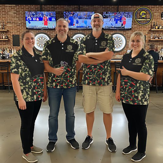 Custom Camouflage Pattern Dartboard Darts Quarter-Zip Shirts For Men Outfits Darts Jerseys NYN2754