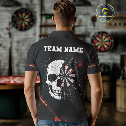 Custom Black And Red Dart Arrow Skull Dart Shirts For Men Outfits Dart Team Jerseys NYN0045