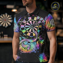 Load image into Gallery viewer, Holographic Splatter Dartboard Men Dart Shirt Custom Name Grunge Ribbon Dart Jersey For Darters NYN2967