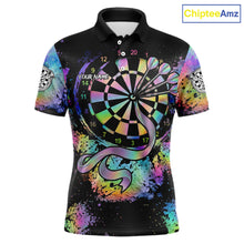 Load image into Gallery viewer, Holographic Splatter Dartboard Men Dart Shirt Custom Name Grunge Ribbon Dart Jersey For Darters NYN2967
