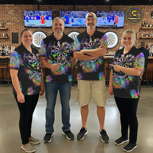 Load image into Gallery viewer, Holographic Splatter Dartboard Women Dart Shirt Custom Name Grunge Ribbon Dart Jersey For Darters NYN2967