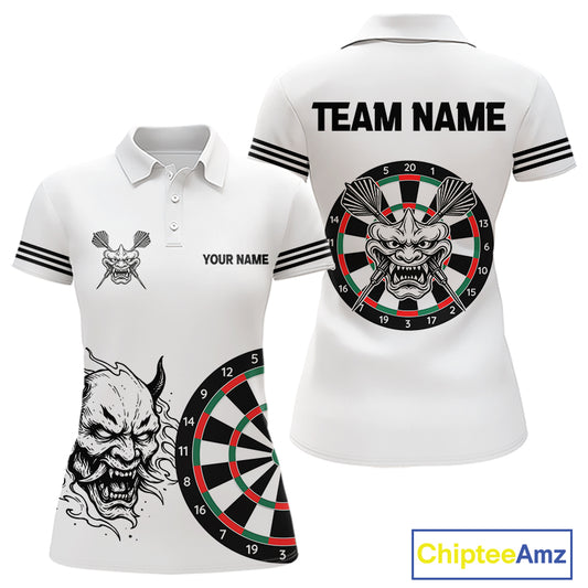 White Demon Head & Darts Arrow Darts Team Shirt For Women - Customizable Name NYN0393