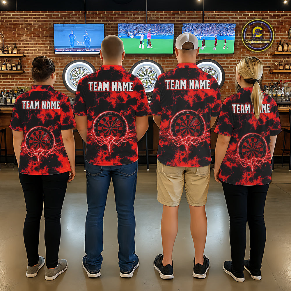 Thunder & Lightning Red Dartboard Darts Shirt Custom Team Shirt For Women, Gift For Darts Players NYN3363