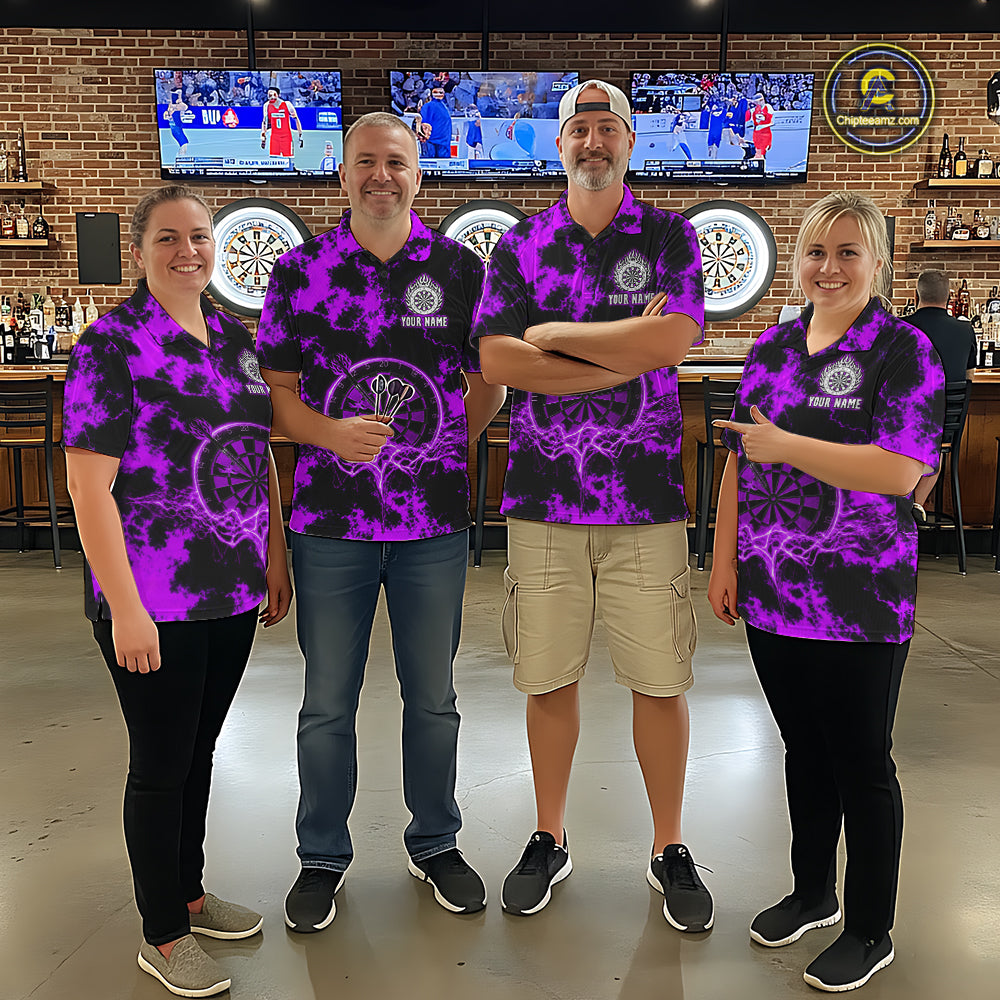 Thunder & Lightning Purple Dartboard Darts Shirt Custom Team Shirt For Women, Gift For Darts Players NYN3364