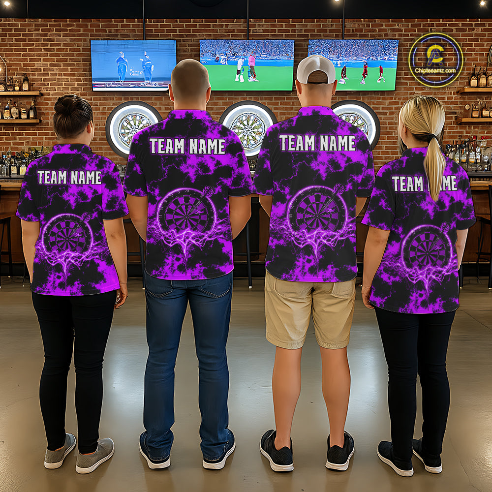 Thunder & Lightning Purple Dartboard Darts Shirt Custom Team Shirt For Women, Gift For Darts Players NYN3364