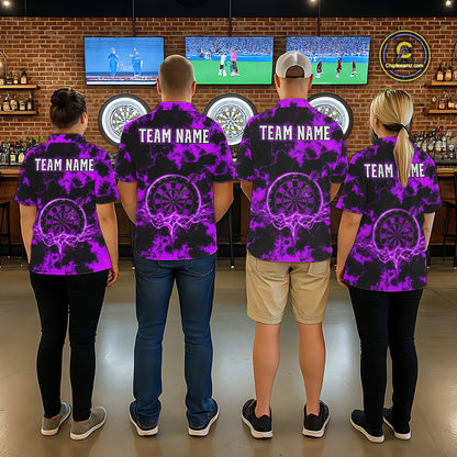 Thunder & Lightning Purple Dartboard Darts Shirt Custom Team Shirt For Women, Gift For Darts Players NYN3364