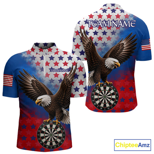 Grunge patriotic American flag eagle dart shirt for men custom darts jersey