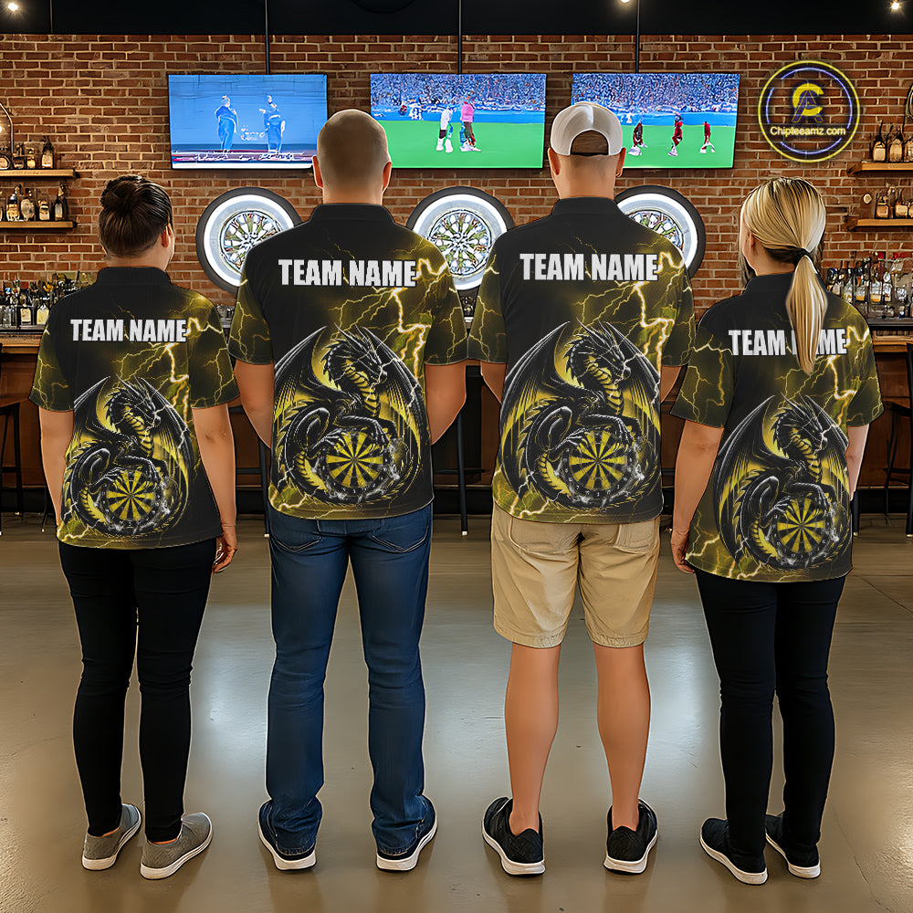 Personalized Women Dragon Dart Polo 1/4-Zip Shirt Custom Name Team Thunder Dragon Dart Jersey | Yellow NYN3369