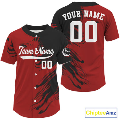 Men's Red And Black Baseball Jersey Personalized Outfits Baseball Shirt For Newborns NYN0881