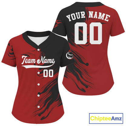 Women's Red And Black Baseball Jersey Personalized Outfits Baseball Shirt For Newborns NYN0881