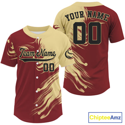 Men's Red And Yellow Baseball Jersey Personalized Outfits Baseball Shirt For Newborns NYN0882