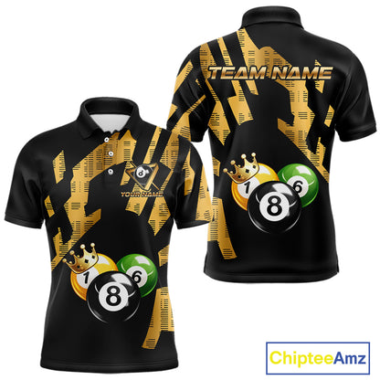 Gold Crown Ball Billiard Ball Shirts For Men Personalized Attire Billiard Team Shirts NYN2324