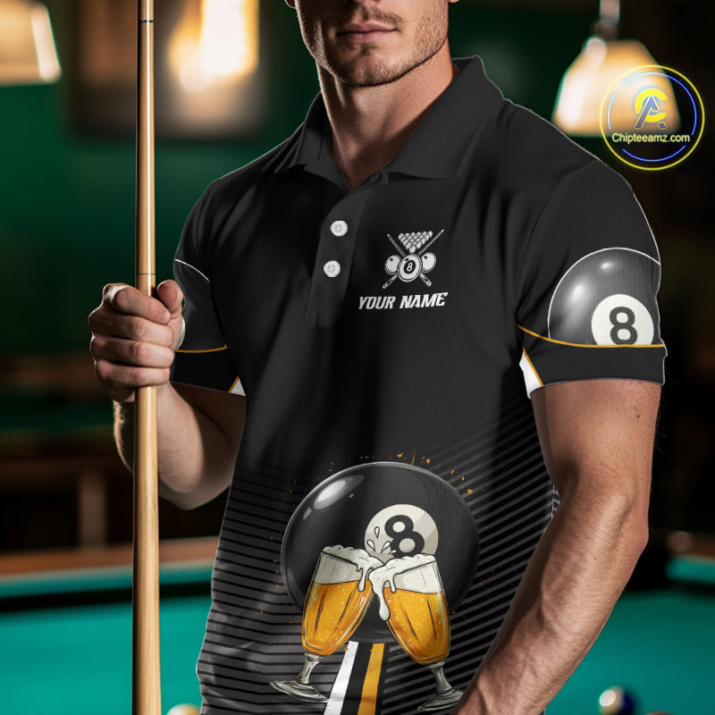 Custom Funny Cheer Beer & 8 Ball Men's Billiard Shirts Personalized Billiard Apparel Gifts NYN2326