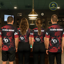 Load image into Gallery viewer, Custom Red Grunge Ball Billiard Shirts For Women Personalized Ball 8 Billiard Attire Gifts NYN2328